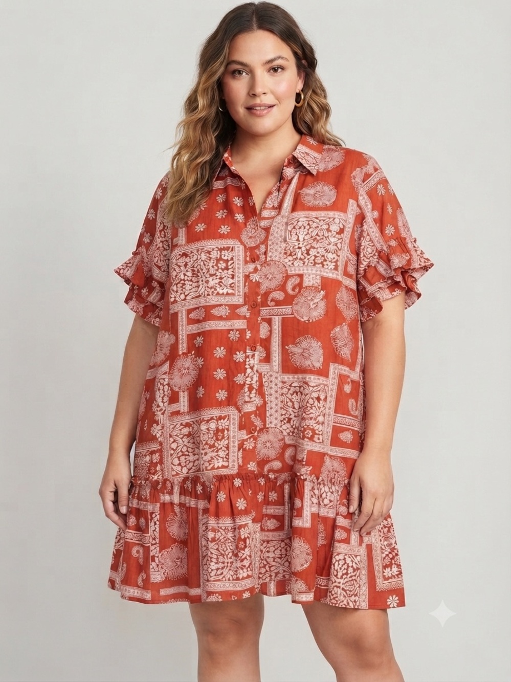 Anthropologie Rust Paisley Print Mini Dress